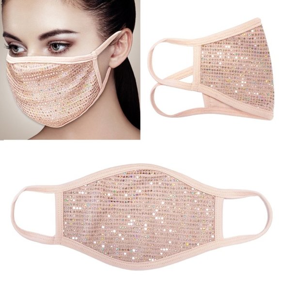 Accessories - NEW Nude Peach Holographic Sequin Face Mask
